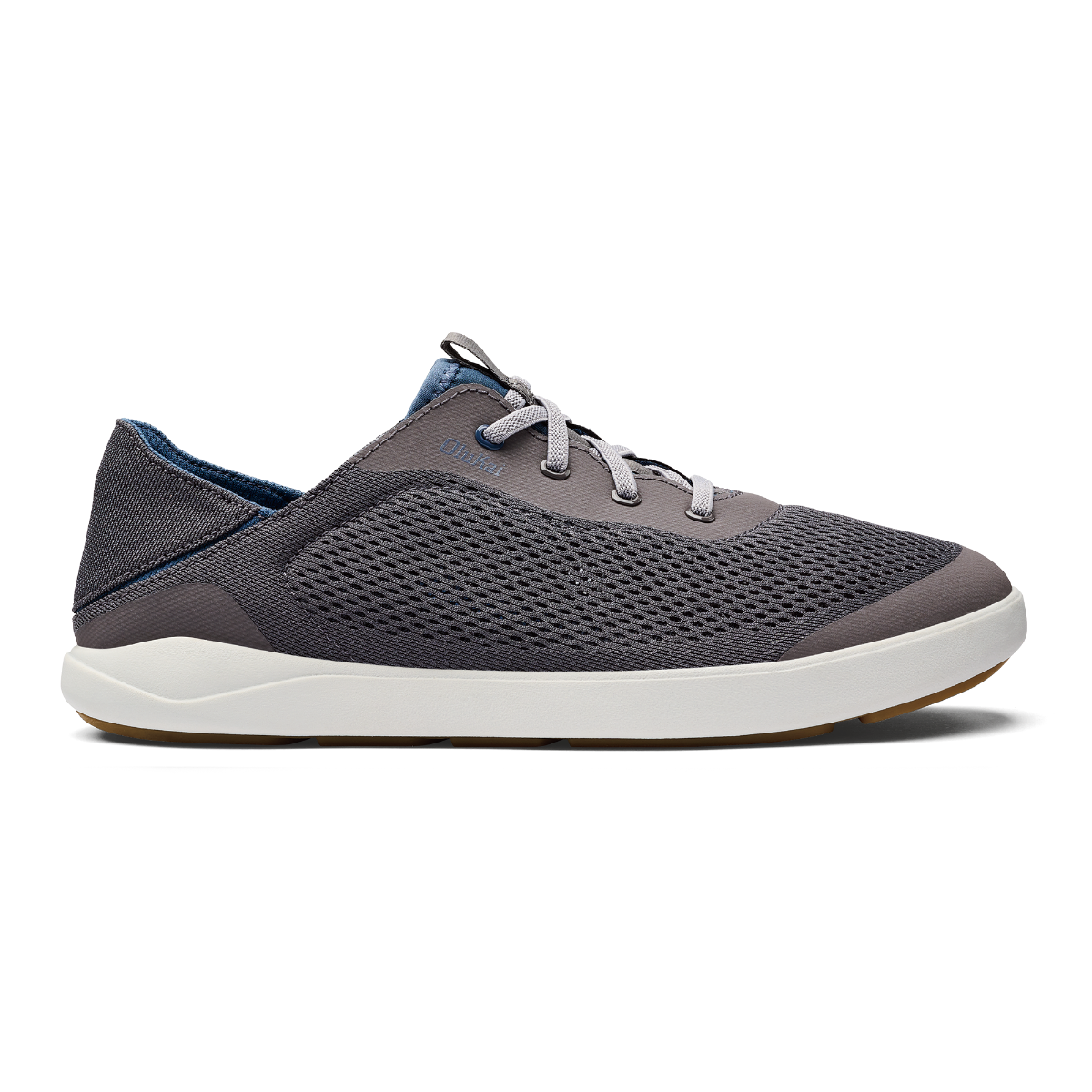 Olukai Pavement/Vintage Blue Moku Pae Men's Breathable Boat Shoes 10472-PVVN